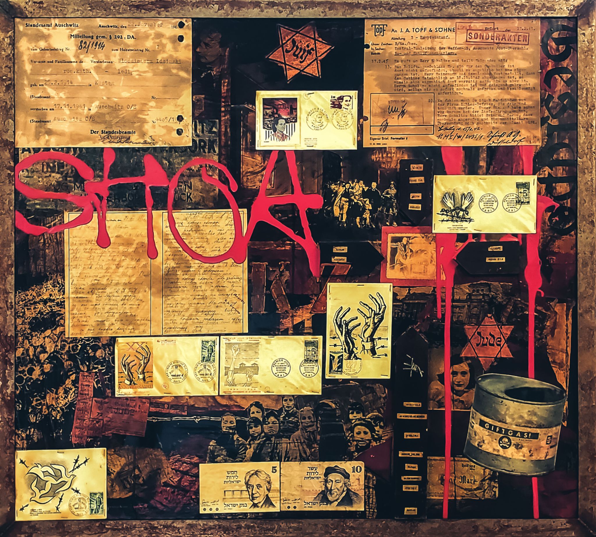 SHOAH  collage on canvas  90 x 95 cm 